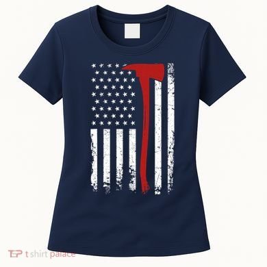 Wildland Firefighter Axe American Flag Thin Red Line Fireman Women's T-Shirt