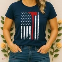 Wildland Firefighter Axe American Flag Thin Red Line Fireman Women's T-Shirt thumb 2