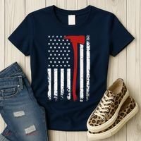 Wildland Firefighter Axe American Flag Thin Red Line Fireman Women's T-Shirt thumb 3