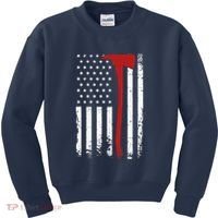 Wildland Firefighter Axe American Flag Thin Red Line Fireman Kids Sweatshirt thumb 0