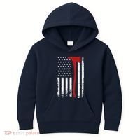 Wildland Firefighter Axe American Flag Thin Red Line Fireman Kids Hoodie thumb 0