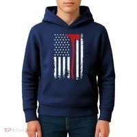 Wildland Firefighter Axe American Flag Thin Red Line Fireman Kids Hoodie thumb 4