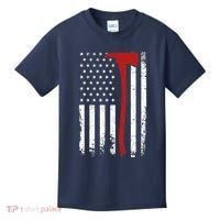 Wildland Firefighter Axe American Flag Thin Red Line Fireman Kids T-Shirt thumb 0