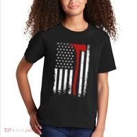 Wildland Firefighter Axe American Flag Thin Red Line Fireman Kids T-Shirt thumb 2
