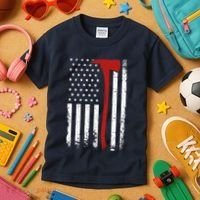 Wildland Firefighter Axe American Flag Thin Red Line Fireman Kids T-Shirt thumb 3