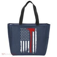 Wildland Firefighter Axe American Flag Thin Red Line Fireman Tote Bag thumb 0