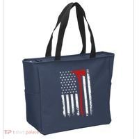 Wildland Firefighter Axe American Flag Thin Red Line Fireman Tote Bag thumb 2
