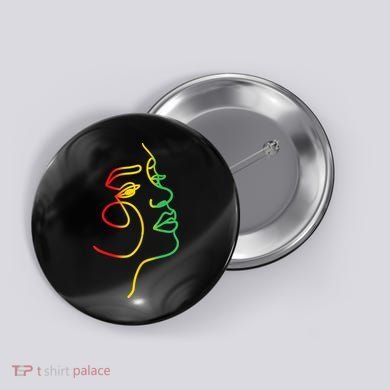 Womens Face Abstract Juneteenth Art Back History Women African Button