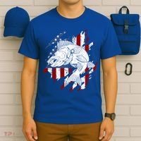 Walleye Fishing American Flag Usa Patriotic Fisherman Cool Gift T-Shirt thumb 6
