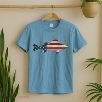 Walleye Fishing American Flag Vintage Patriotic Fisherman Gift T-Shirt thumb 2
