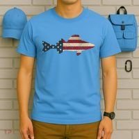 Walleye Fishing American Flag Vintage Patriotic Fisherman Gift T-Shirt thumb 5