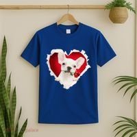 White French Bulldog Dog Rose Heart Valentines Day Couple Gift T-Shirt thumb 2