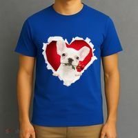 White French Bulldog Dog Rose Heart Valentines Day Couple Gift T-Shirt thumb 3