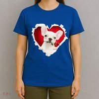 White French Bulldog Dog Rose Heart Valentines Day Couple Gift T-Shirt thumb 4
