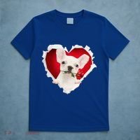 White French Bulldog Dog Rose Heart Valentines Day Couple Gift T-Shirt thumb 5