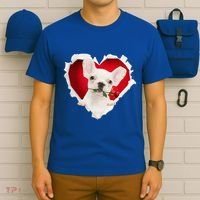 White French Bulldog Dog Rose Heart Valentines Day Couple Gift T-Shirt thumb 6