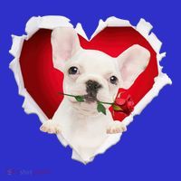 White French Bulldog Dog Rose Heart Valentines Day Couple Gift T-Shirt thumb 7