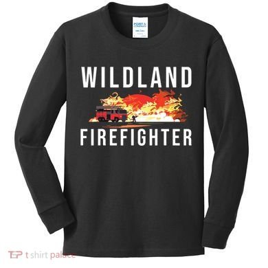 Wildland Firefighter Boots Fireman Fire Rescue Firefighting Kids Long Sleeve Shirt