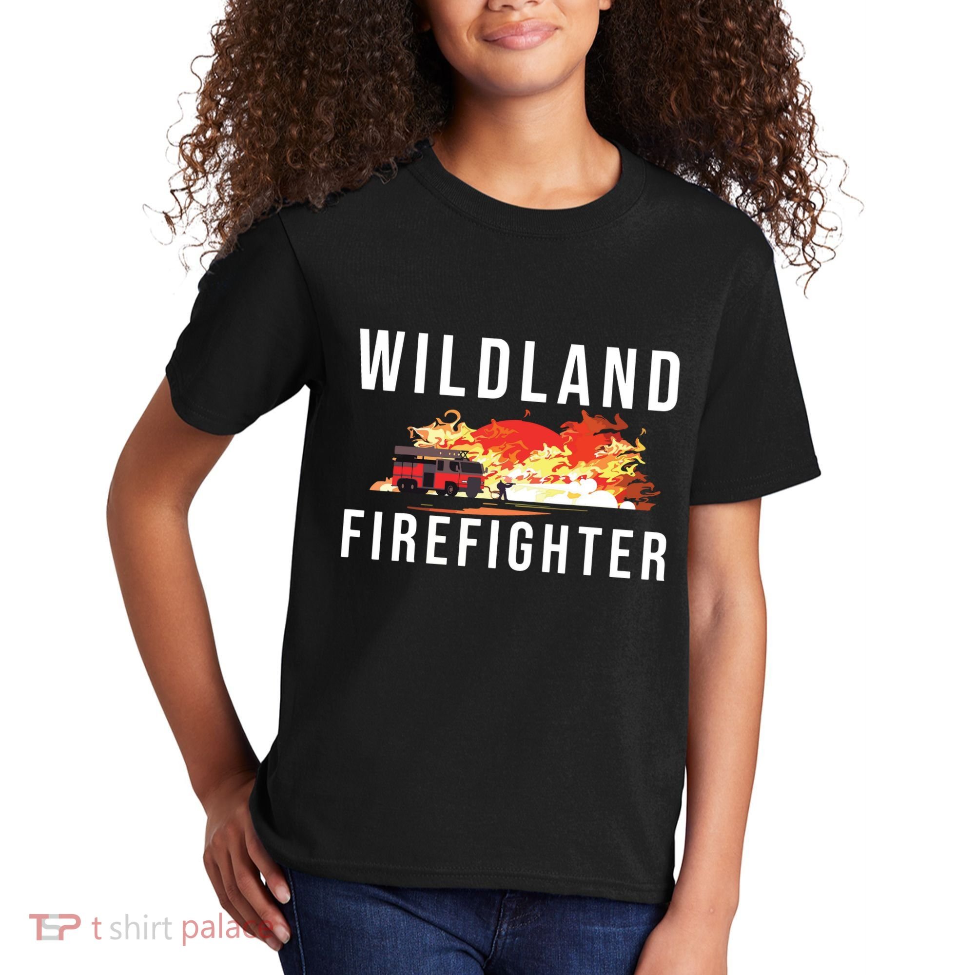 Wildland Firefighter Boots Fireman Fire Rescue Firefighting Kids T-Shirt