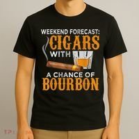 Weekend Forecast Cigars Chance Of Bourbon Cigar For Dad T-Shirt thumb 3
