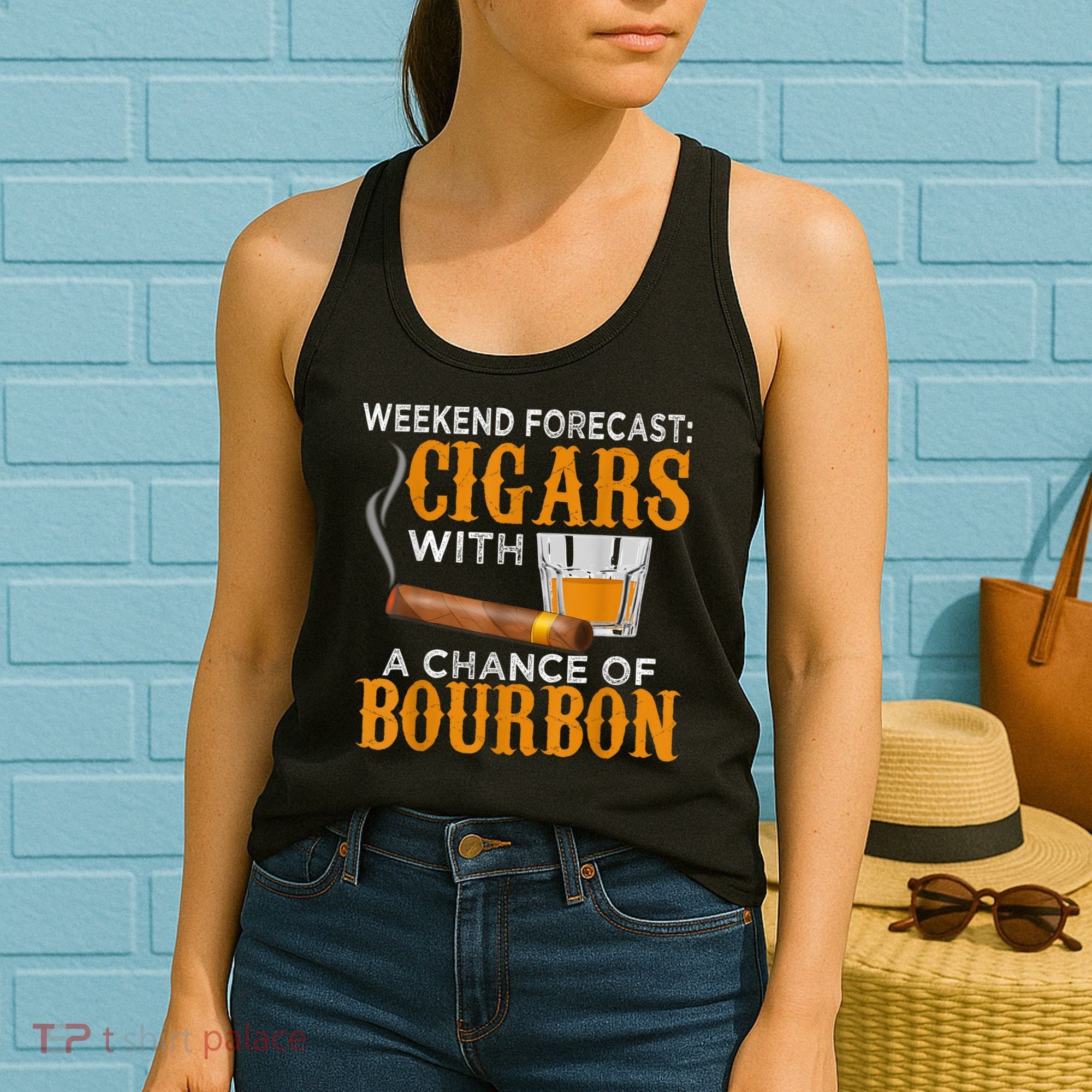 Weekend Forecast Cigars Chance Of Bourbon Cigar For Dad Women's Tank Top
