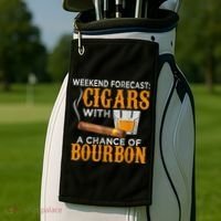 Weekend Forecast Cigars Chance Of Bourbon Cigar For Dad Golf Towel thumb 2