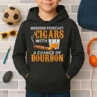 Weekend Forecast Cigars Chance Of Bourbon Cigar For Dad Kids Hoodie thumb 2