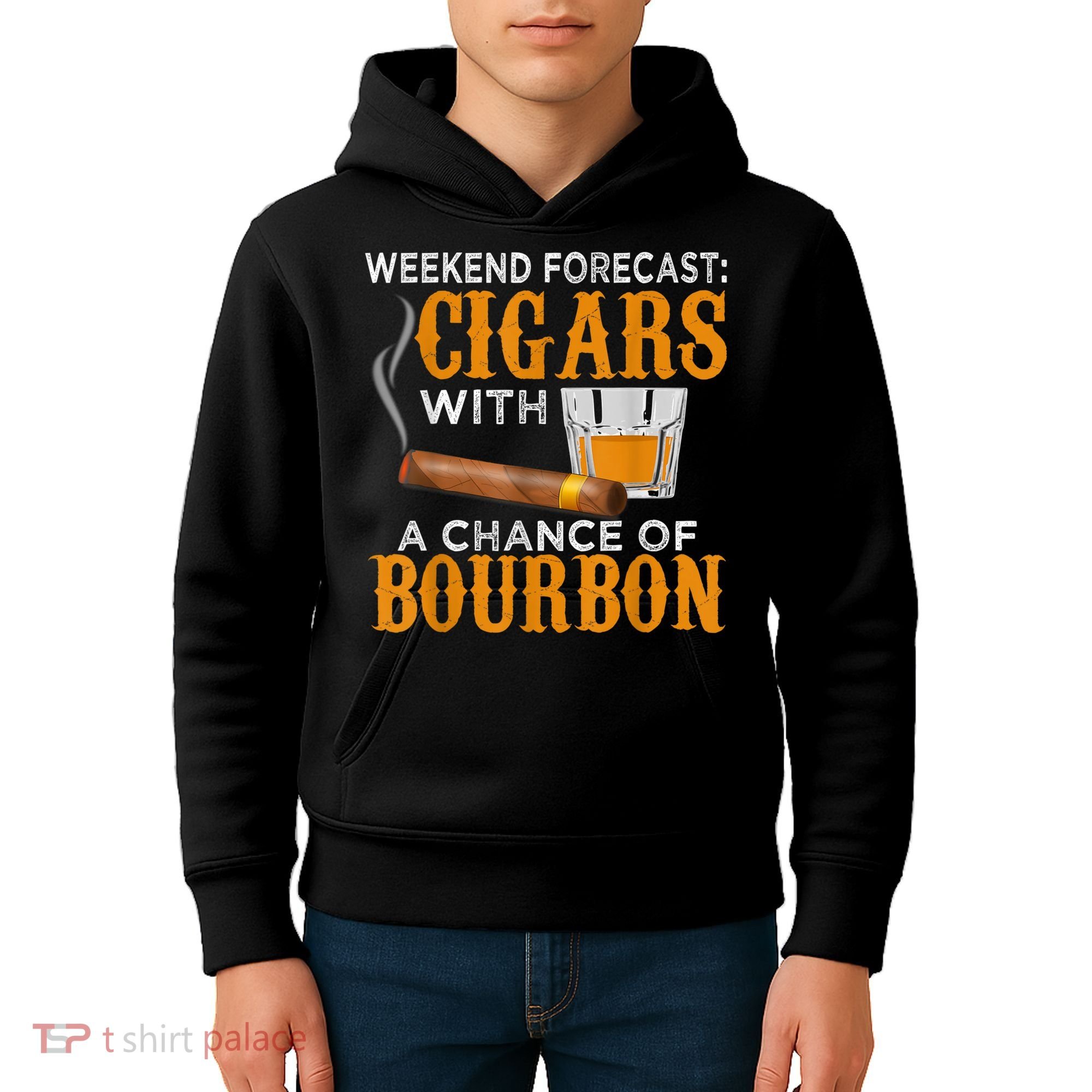 Weekend Forecast Cigars Chance Of Bourbon Cigar For Dad Kids Hoodie