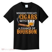 Weekend Forecast Cigars Chance Of Bourbon Cigar For Dad Kids T-Shirt thumb 0