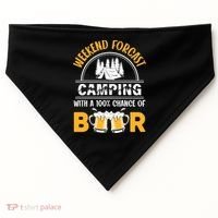 Weekend Forecast Camping With A 100% Chance Of Beer Funny Camping USA-Made Doggie Bandana thumb 0