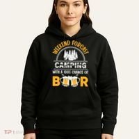 Weekend Forecast Camping With A 100% Chance Of Beer Funny Camping Hoodie thumb 5