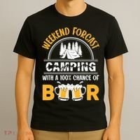 Weekend Forecast Camping With A 100% Chance Of Beer Funny Camping T-Shirt thumb 3