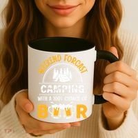 Weekend Forecast Camping With A 100% Chance Of Beer Funny Camping Coffee Mug thumb 3