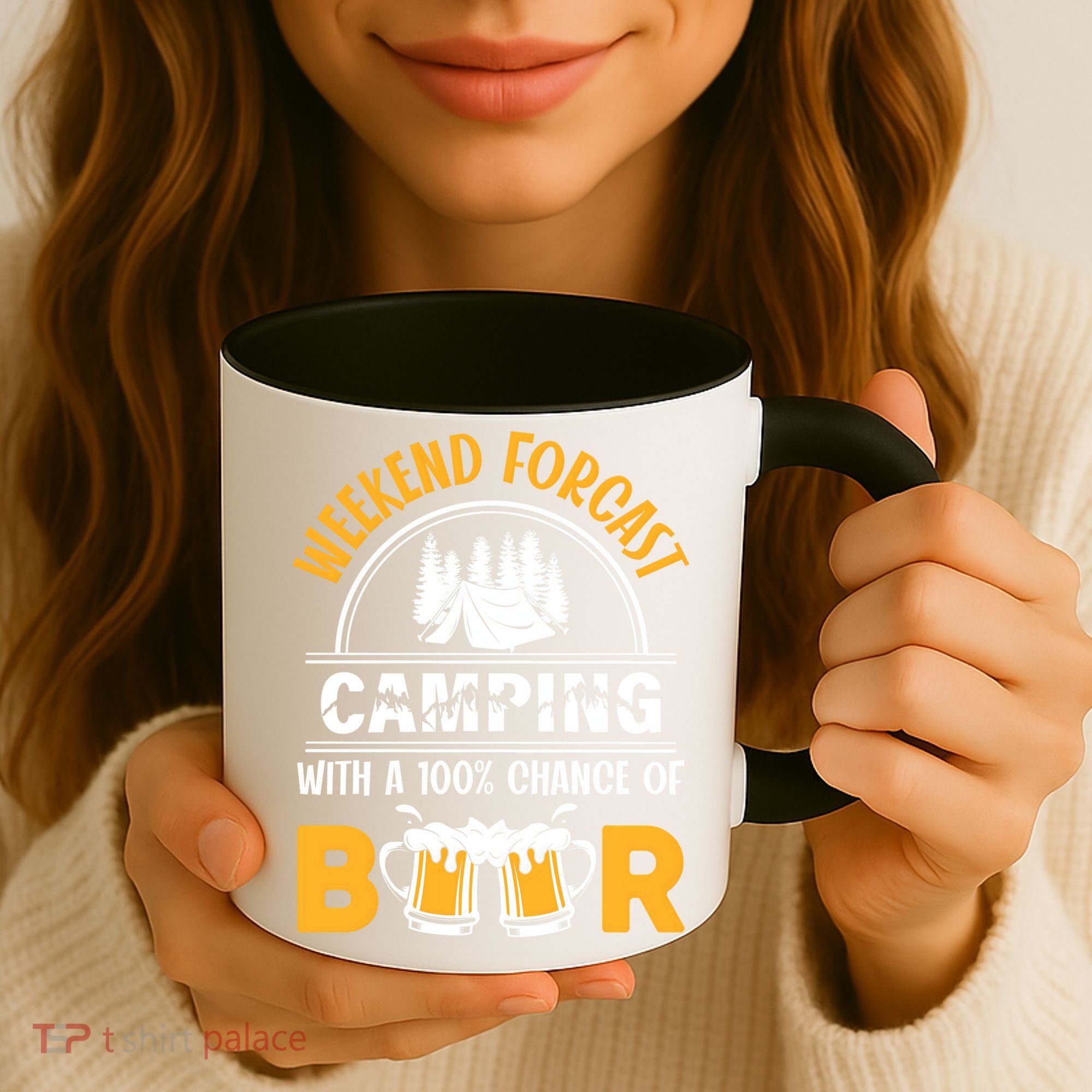 Weekend Forecast Camping With A 100% Chance Of Beer Funny Camping Coffee Mug