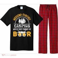 Weekend Forecast Camping With A 100% Chance Of Beer Funny Camping Pajama Set thumb 0