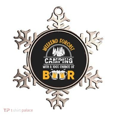 Weekend Forecast Camping With A 100% Chance Of Beer Funny Camping Ornament