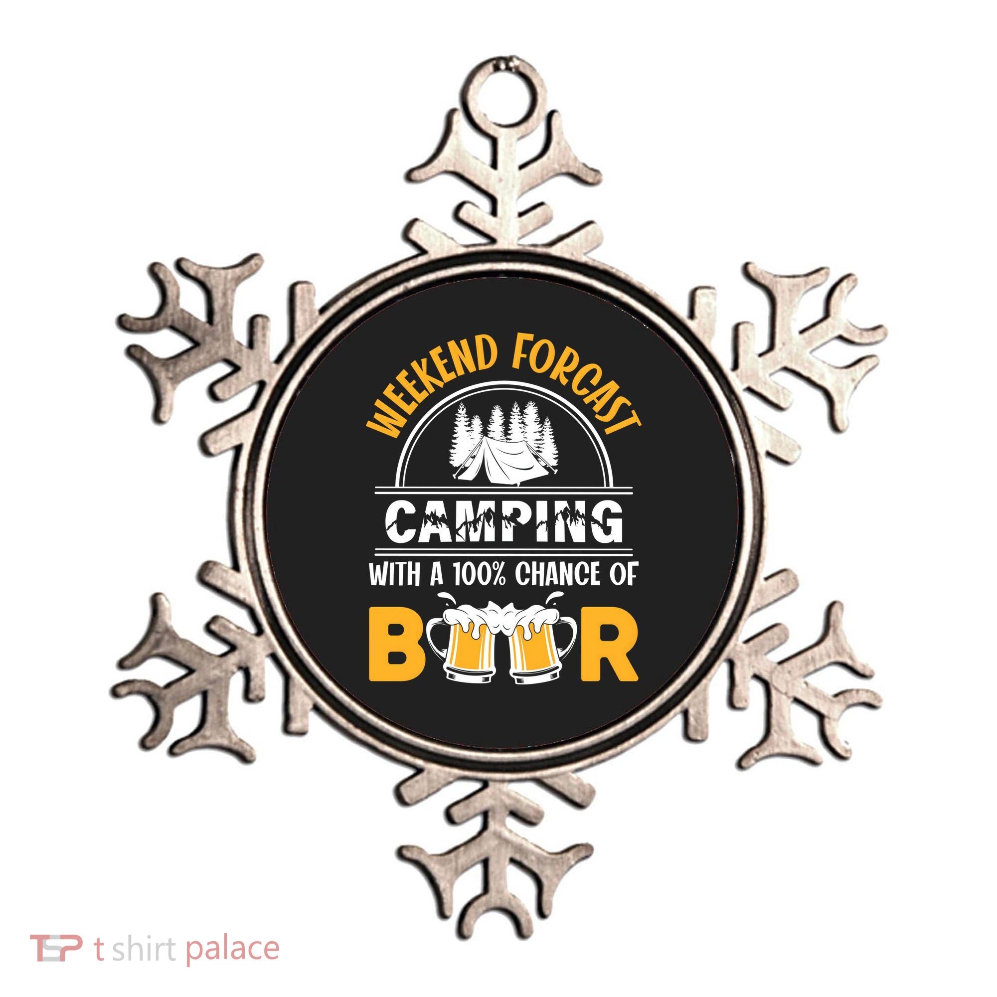 Weekend Forecast Camping With A 100% Chance Of Beer Funny Camping Ornament