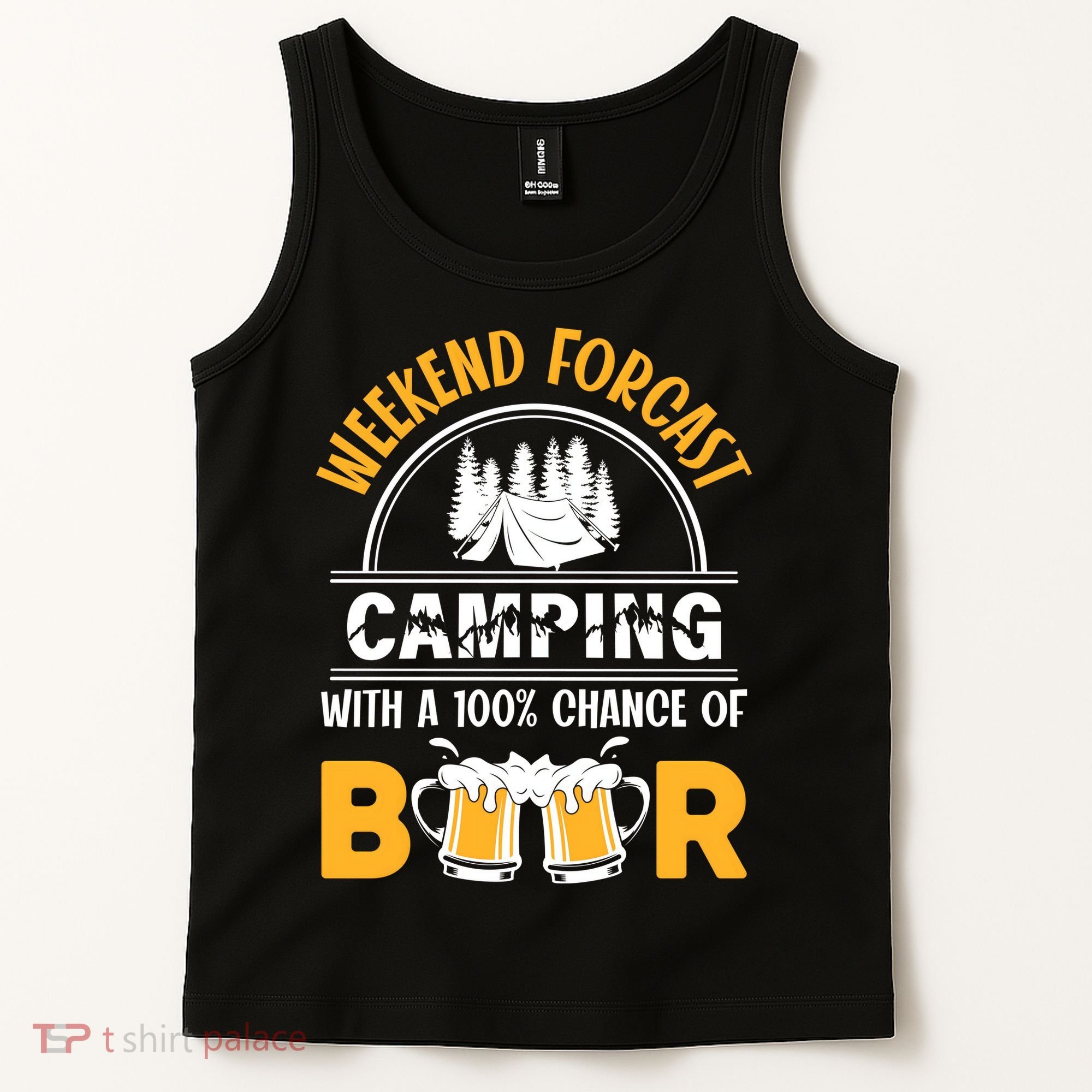 Weekend Forecast Camping With A 100% Chance Of Beer Funny Camping Tank Top