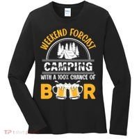 Weekend Forecast Camping With A 100% Chance Of Beer Funny Camping Women's Long Sleeve Shirt thumb 0