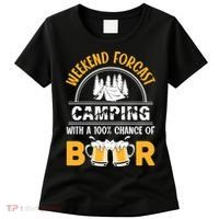 Weekend Forecast Camping With A 100% Chance Of Beer Funny Camping Women's T-Shirt thumb 0