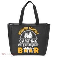 Weekend Forecast Camping With A 100% Chance Of Beer Funny Camping Tote Bag thumb 0