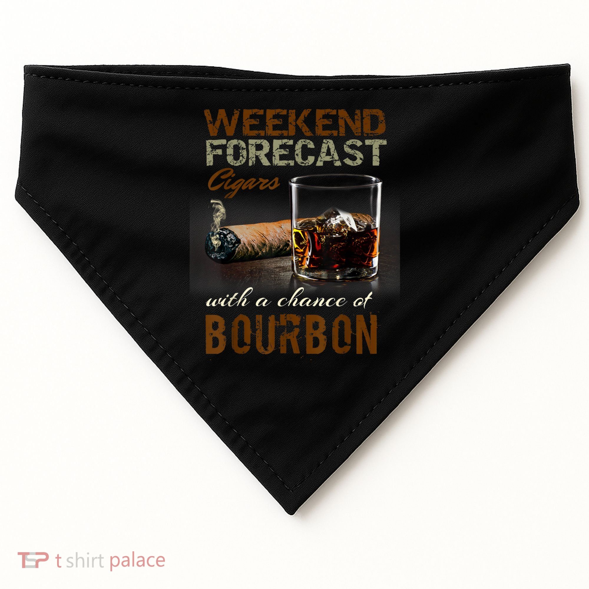 Weekend Forecast Cigars With Chance Bourbon Men USA-Made Doggie Bandana