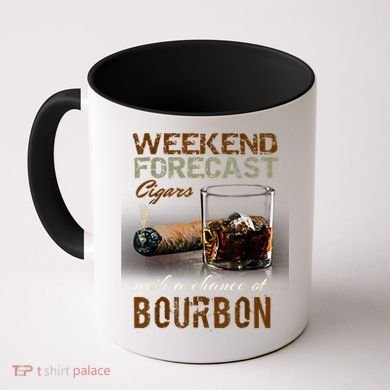 Weekend Forecast Cigars With Chance Bourbon Men Coffee Mug