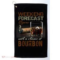 Weekend Forecast Cigars With Chance Bourbon Men Golf Towel thumb 0