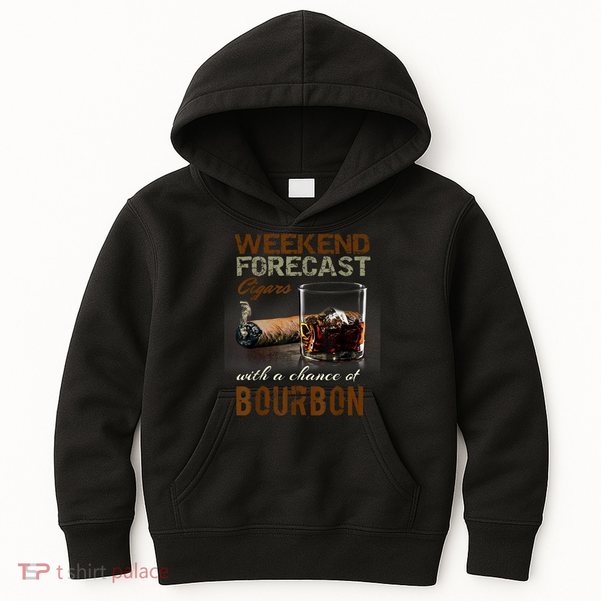 Weekend Forecast Cigars With Chance Bourbon Men Kids Hoodie