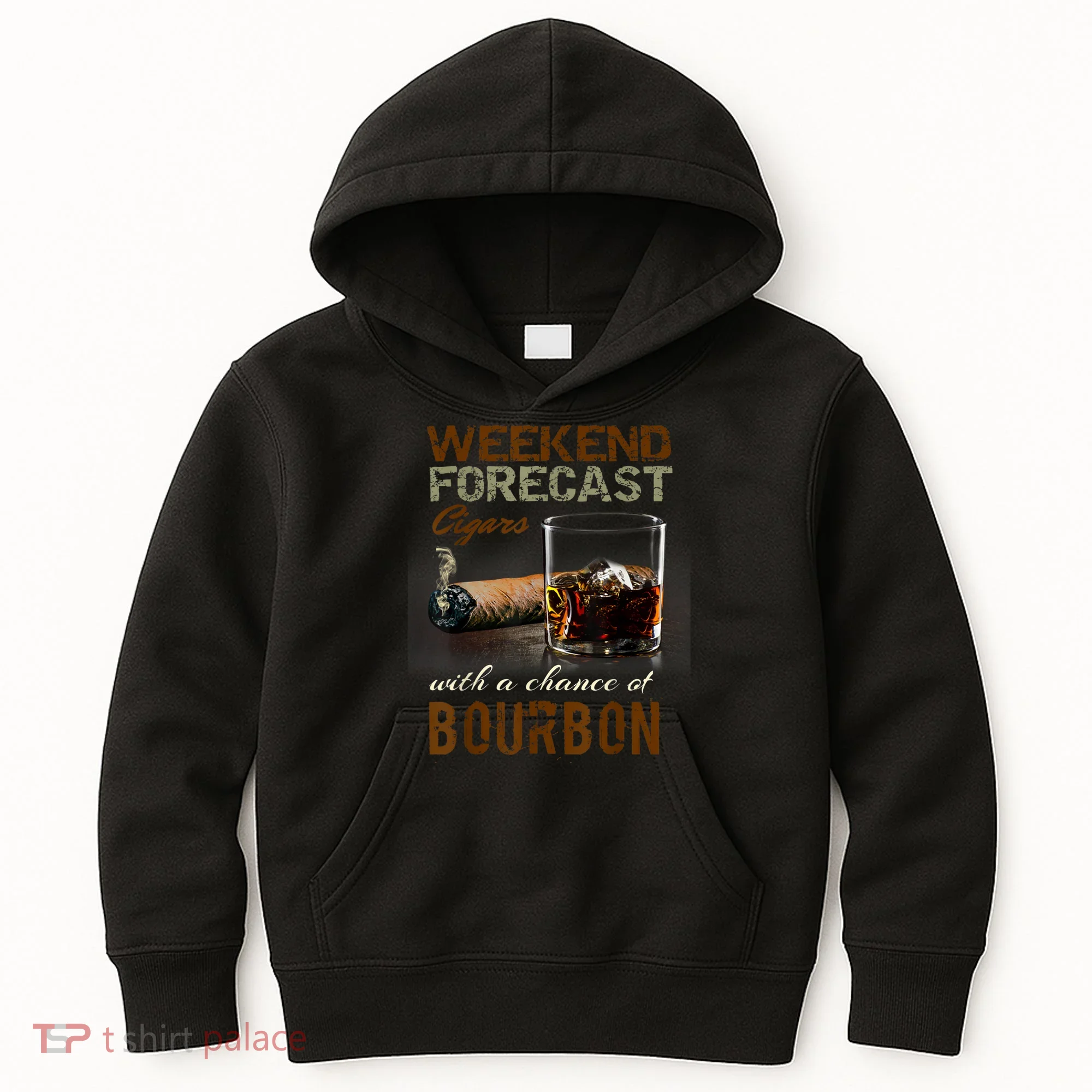 Weekend Forecast Cigars With Chance Bourbon Men Kids Hoodie