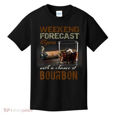 Weekend Forecast Cigars With Chance Bourbon Men Kids T-Shirt