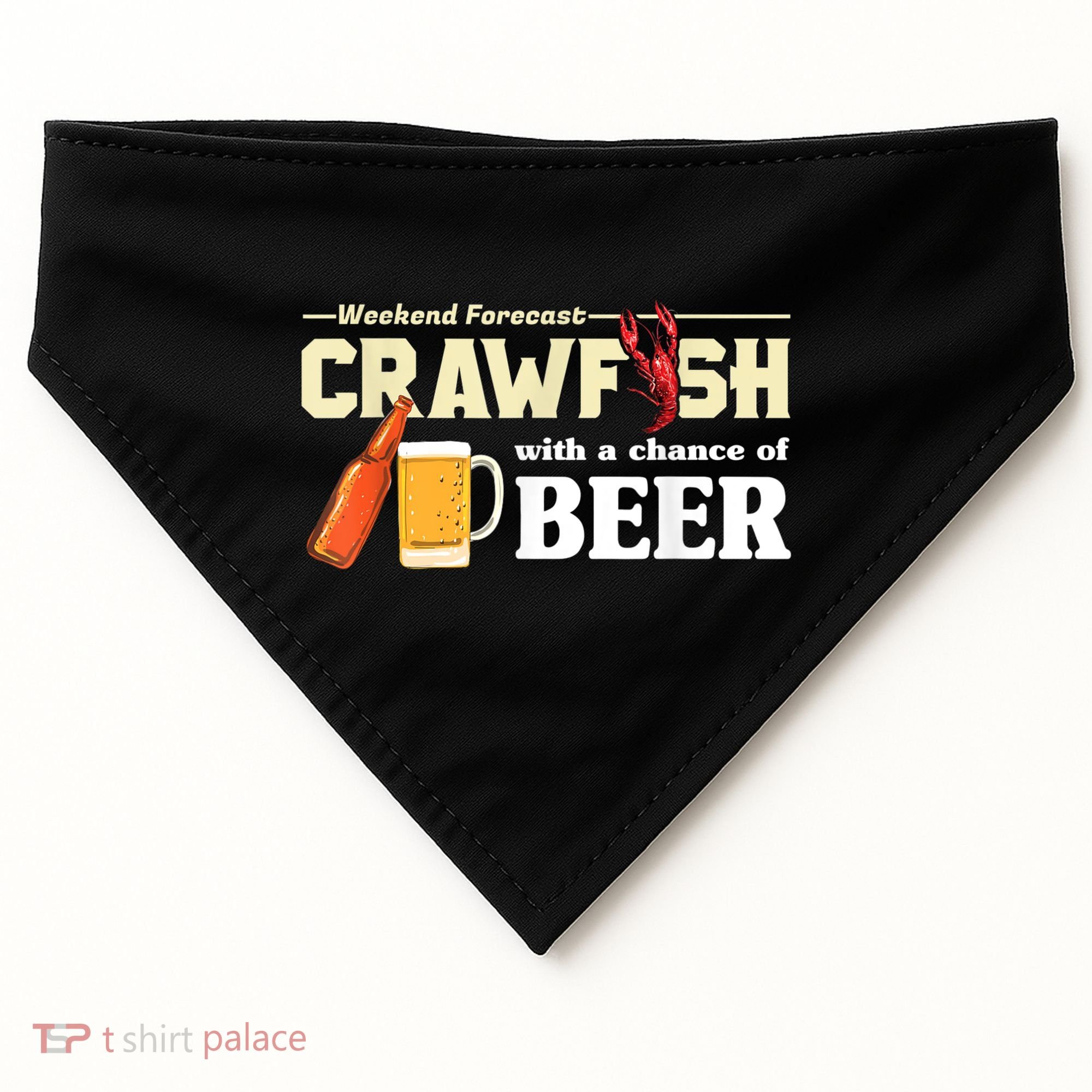 Weekend Forecast Crawfish With A Chance Of Beer USA-Made Doggie Bandana