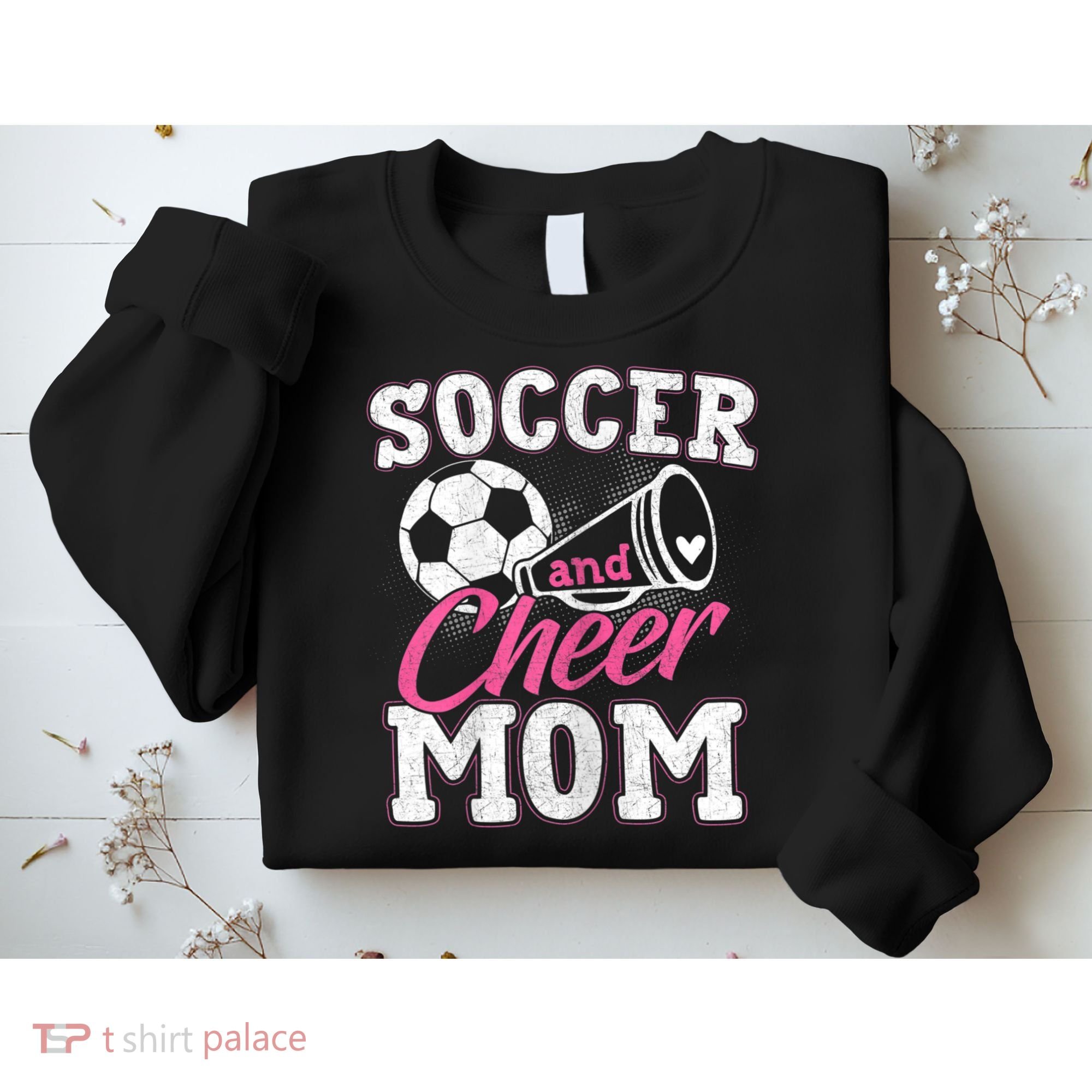 Womens Funny Cheerleading Mom Soccer And Cheer Mom Sweatshirt