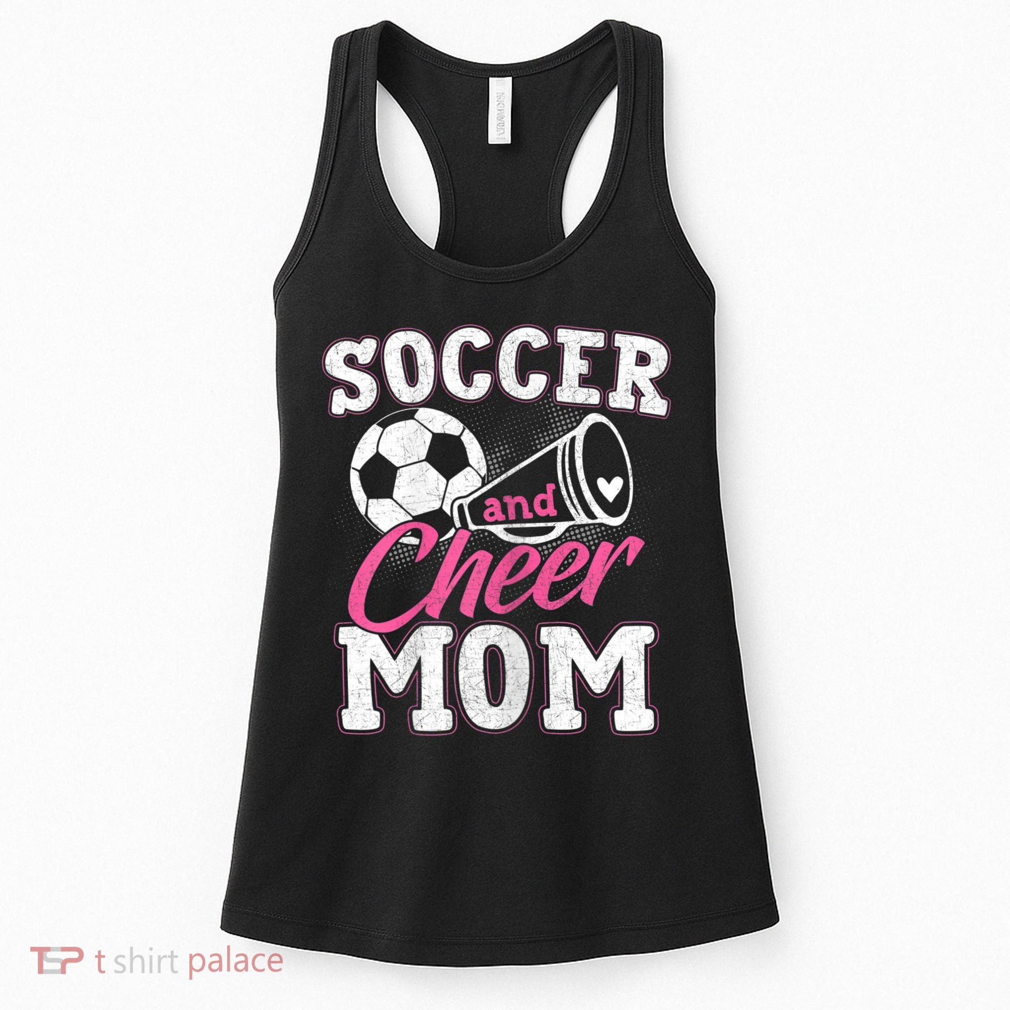 Womens Funny Cheerleading Mom Soccer And Cheer Mom Women's Tank Top